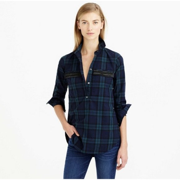 J. Crew Tops - J Crew Button Down Plaid Shirt Size 2